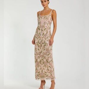 Mac Duggal Sleeveless Hand Beaded Floral Midi dress